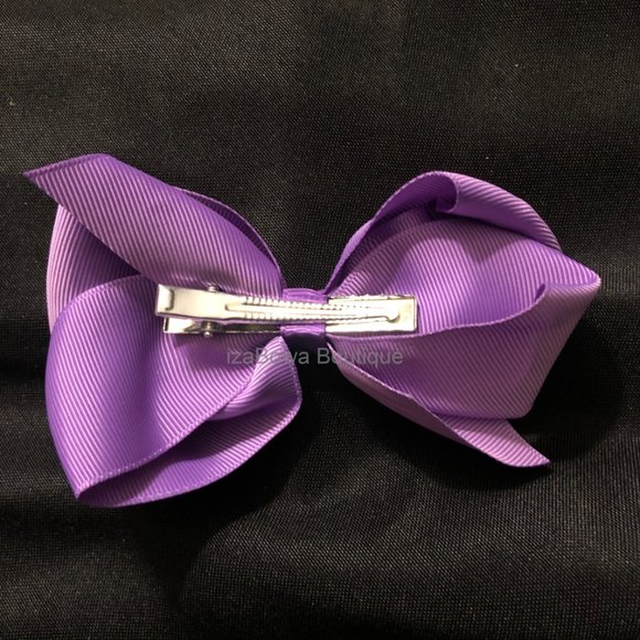 Grape 4" Boutique Bow (2) -kids- 4B2565 Handmade NWT Boutique - Picture 3 of 3